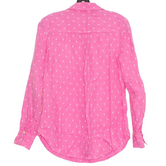 Talbots Top Linen Y2K Preppy Valentines Feminine Cottage Girly Swiss Dot Pink XS - Picture 2 of 6